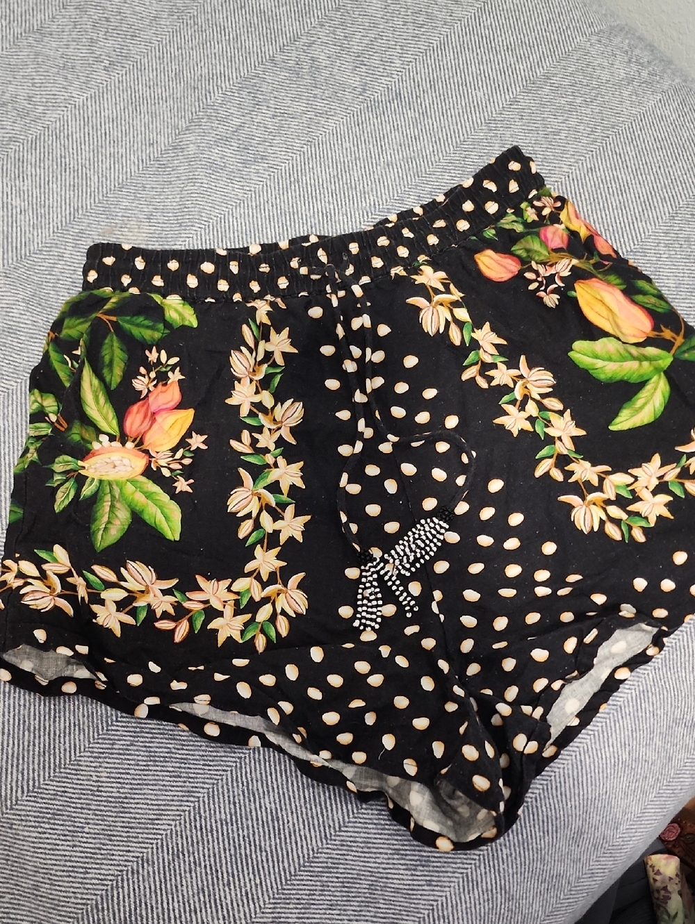 Farm Rio Floral & Polka Dot Black Women's Lounge Shorts